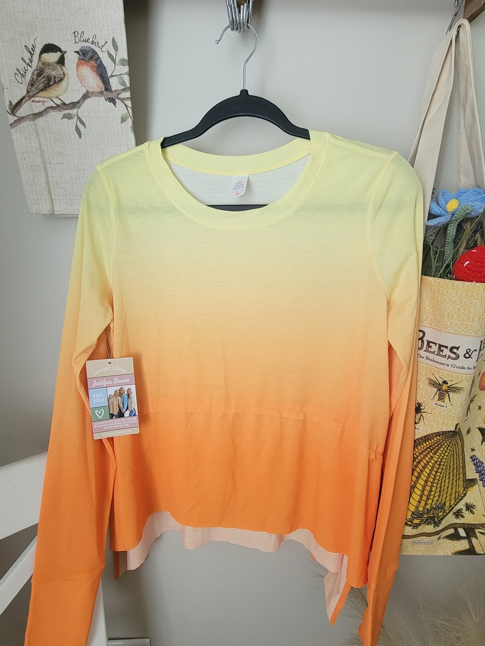 Jadelynn Brooke Ombre Long-Sleeve Tee in Yellow and Orange
